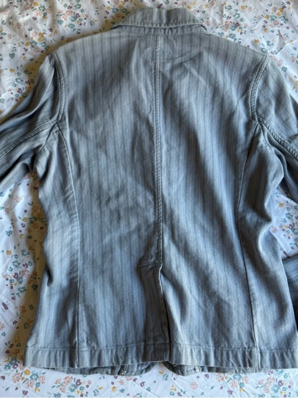 American Eagle Outfitters Light Gray Pinstripe Cotton Blazer